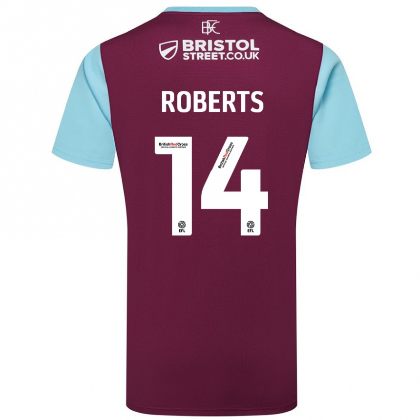 Niño Fútbol Camiseta Connor Roberts #14 Borgoña Azul Cielo 1ª Equipación 2024/25