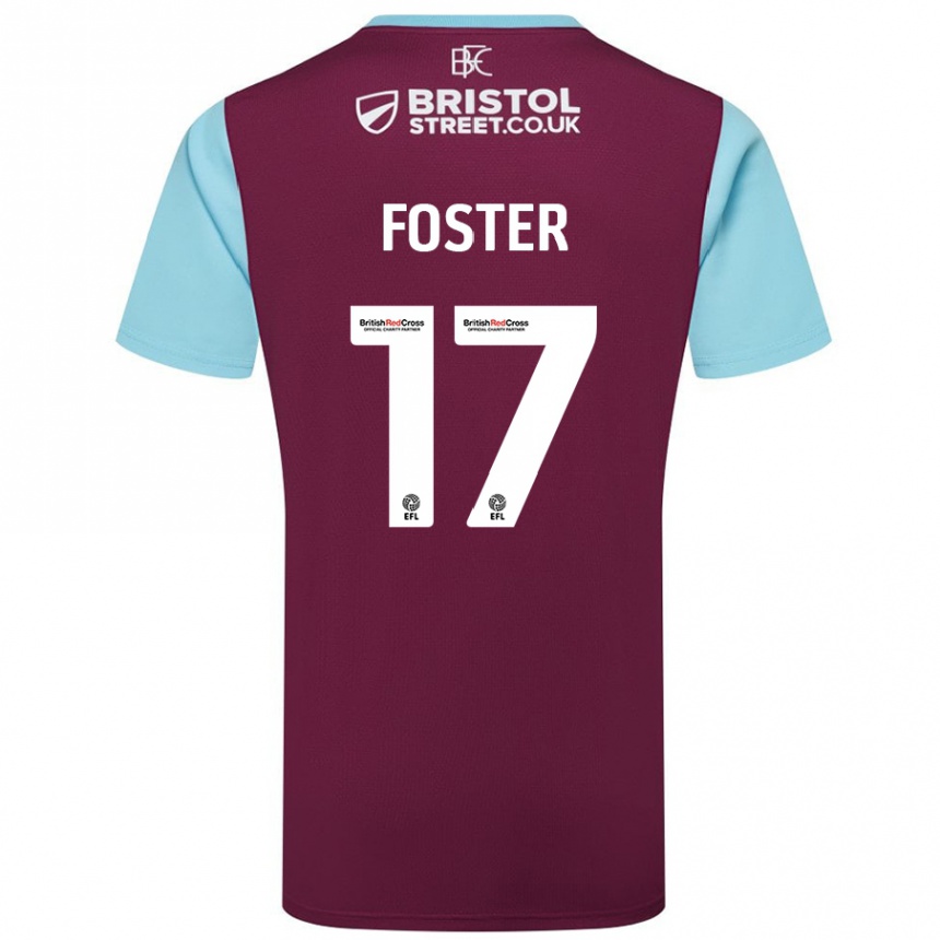 Niño Fútbol Camiseta Lyle Foster #17 Borgoña Azul Cielo 1ª Equipación 2024/25