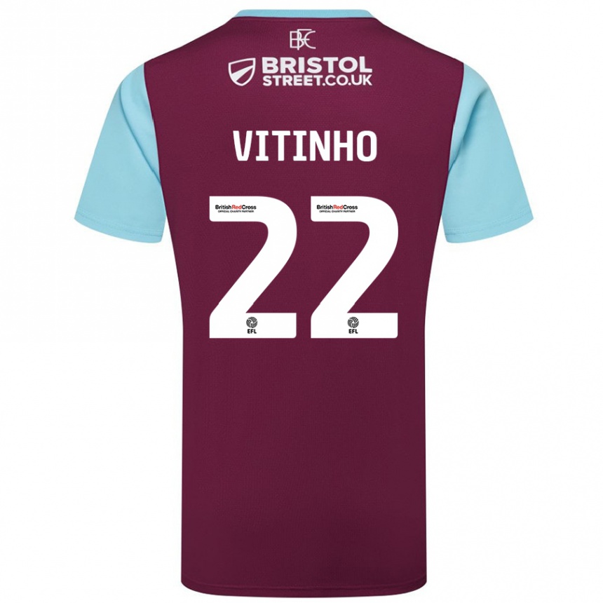 Niño Fútbol Camiseta Vitinho #22 Borgoña Azul Cielo 1ª Equipación 2024/25