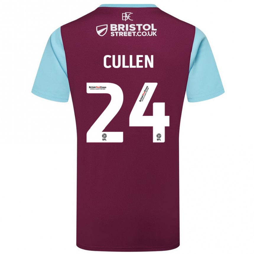 Niño Fútbol Camiseta Josh Cullen #24 Borgoña Azul Cielo 1ª Equipación 2024/25