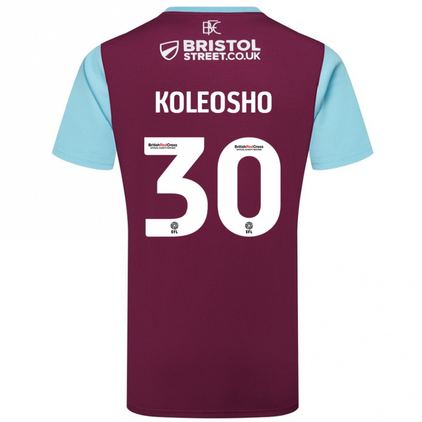 Niño Fútbol Camiseta Luca Koleosho #30 Borgoña Azul Cielo 1ª Equipación 2024/25