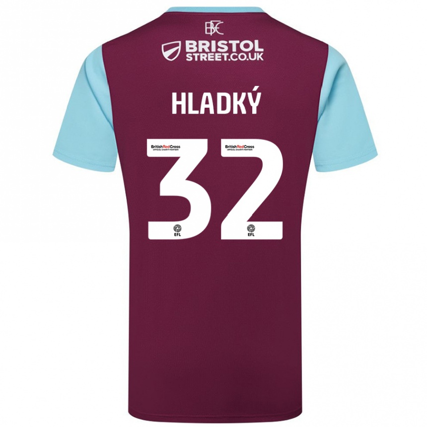 Niño Fútbol Camiseta Vaclav Hladky #32 Borgoña Azul Cielo 1ª Equipación 2024/25