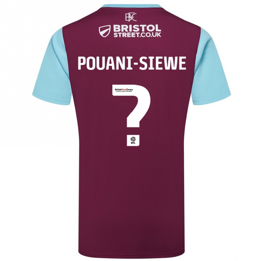 Niño Fútbol Camiseta Brandon Pouani-Siewe #0 Borgoña Azul Cielo 1ª Equipación 2024/25