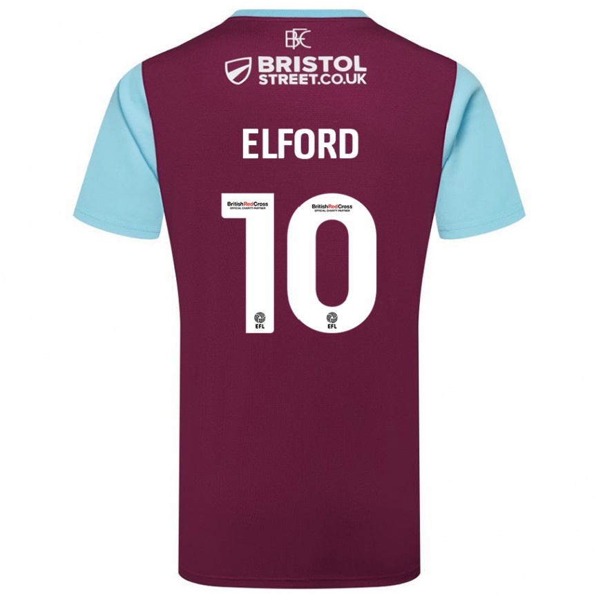 Niño Fútbol Camiseta Laura Elford #10 Borgoña Azul Cielo 1ª Equipación 2024/25