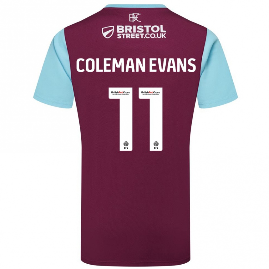 Niño Fútbol Camiseta Amaya Coleman-Evans #11 Borgoña Azul Cielo 1ª Equipación 2024/25