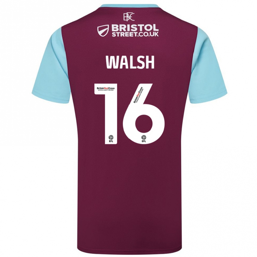 Niño Fútbol Camiseta Lucy Walsh #16 Borgoña Azul Cielo 1ª Equipación 2024/25