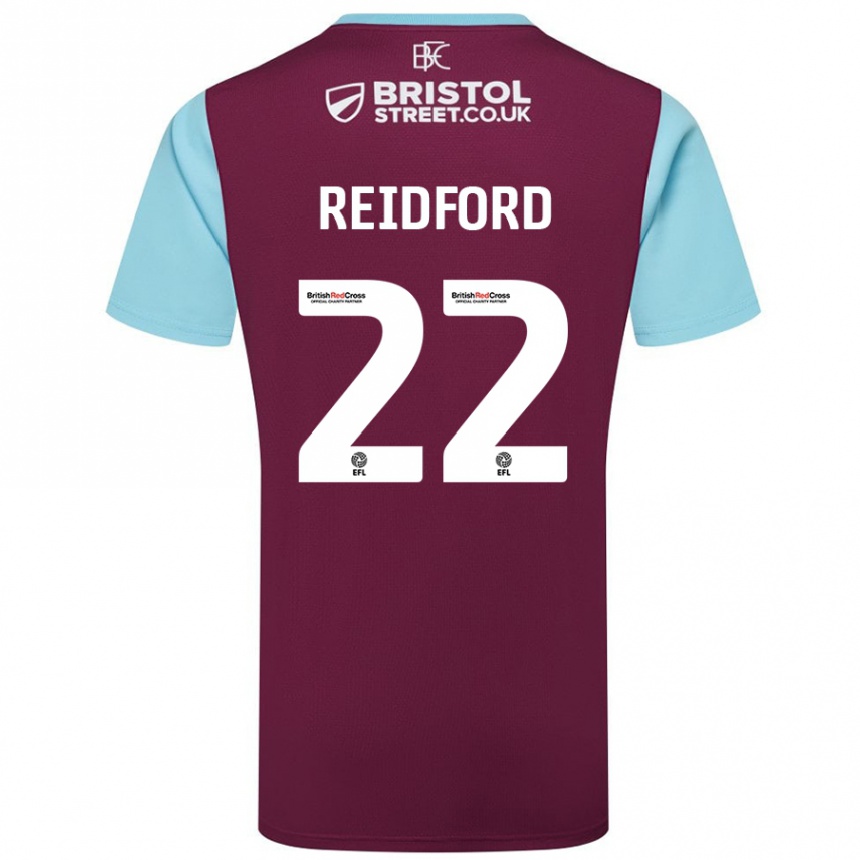 Niño Fútbol Camiseta Isabella Reidford #22 Borgoña Azul Cielo 1ª Equipación 2024/25