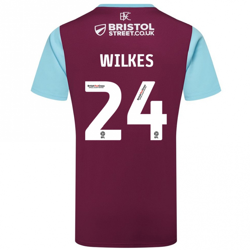 Niño Fútbol Camiseta Tilly Wilkes #24 Borgoña Azul Cielo 1ª Equipación 2024/25