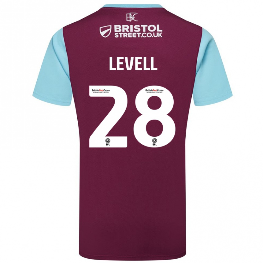 Niño Fútbol Camiseta Kirstie Levell #28 Borgoña Azul Cielo 1ª Equipación 2024/25