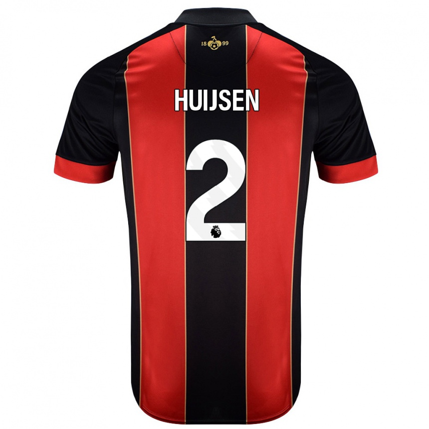 Niño Fútbol Camiseta Dean Huijsen #2 Rojo Negro 1ª Equipación 2024/25