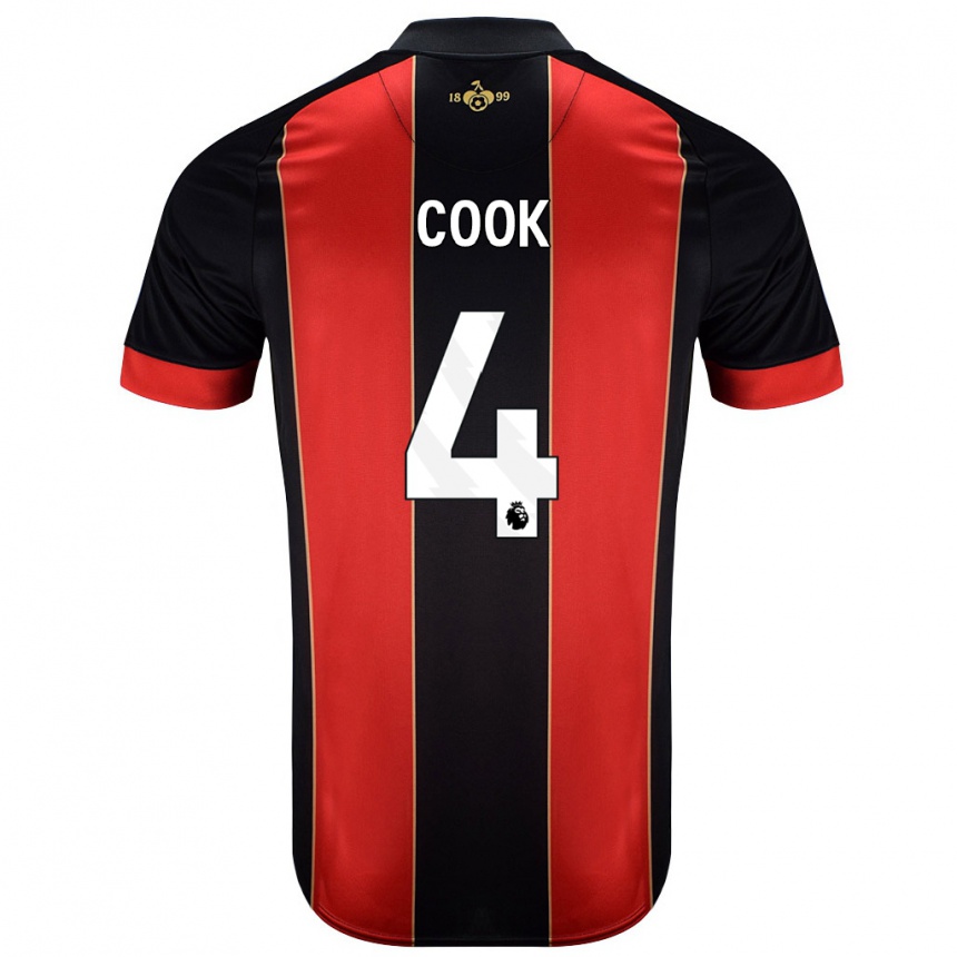 Niño Fútbol Camiseta Lewis Cook #4 Rojo Negro 1ª Equipación 2024/25