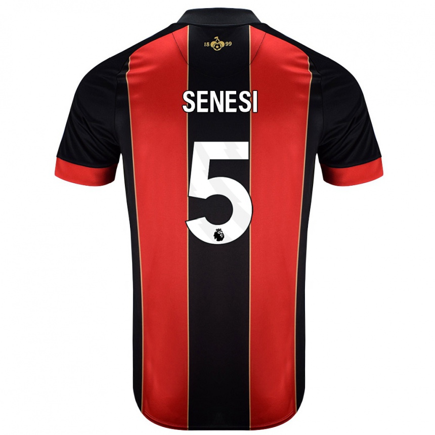 Niño Fútbol Camiseta Marcos Senesi #5 Rojo Negro 1ª Equipación 2024/25