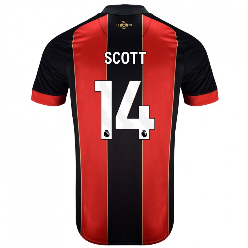 Niño Fútbol Camiseta Alex Scott #14 Rojo Negro 1ª Equipación 2024/25