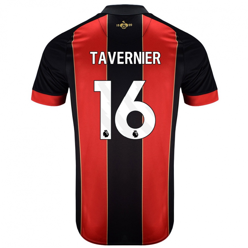 Niño Fútbol Camiseta Marcus Tavernier #16 Rojo Negro 1ª Equipación 2024/25