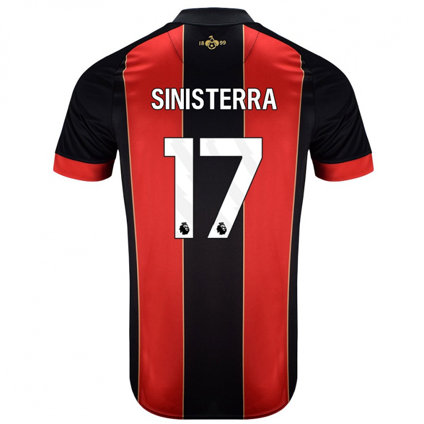 Niño Fútbol Camiseta Luis Sinisterra #17 Rojo Negro 1ª Equipación 2024/25