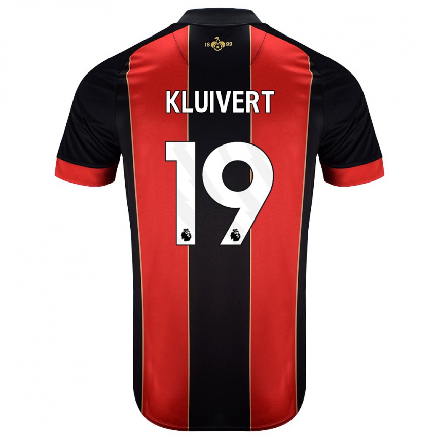 Niño Fútbol Camiseta Justin Kluivert #19 Rojo Negro 1ª Equipación 2024/25