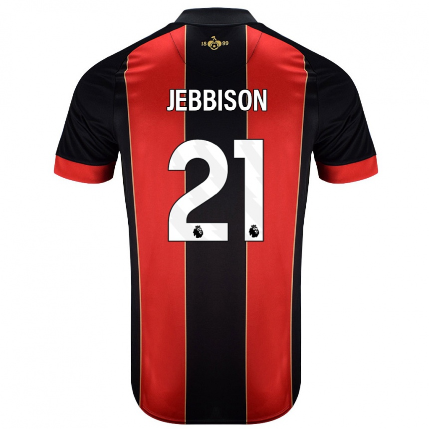 Niño Fútbol Camiseta Daniel Jebbison #21 Rojo Negro 1ª Equipación 2024/25