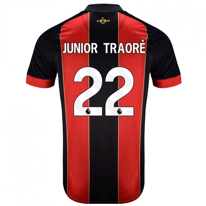 Niño Fútbol Camiseta Hamed Junior Traorè #22 Rojo Negro 1ª Equipación 2024/25