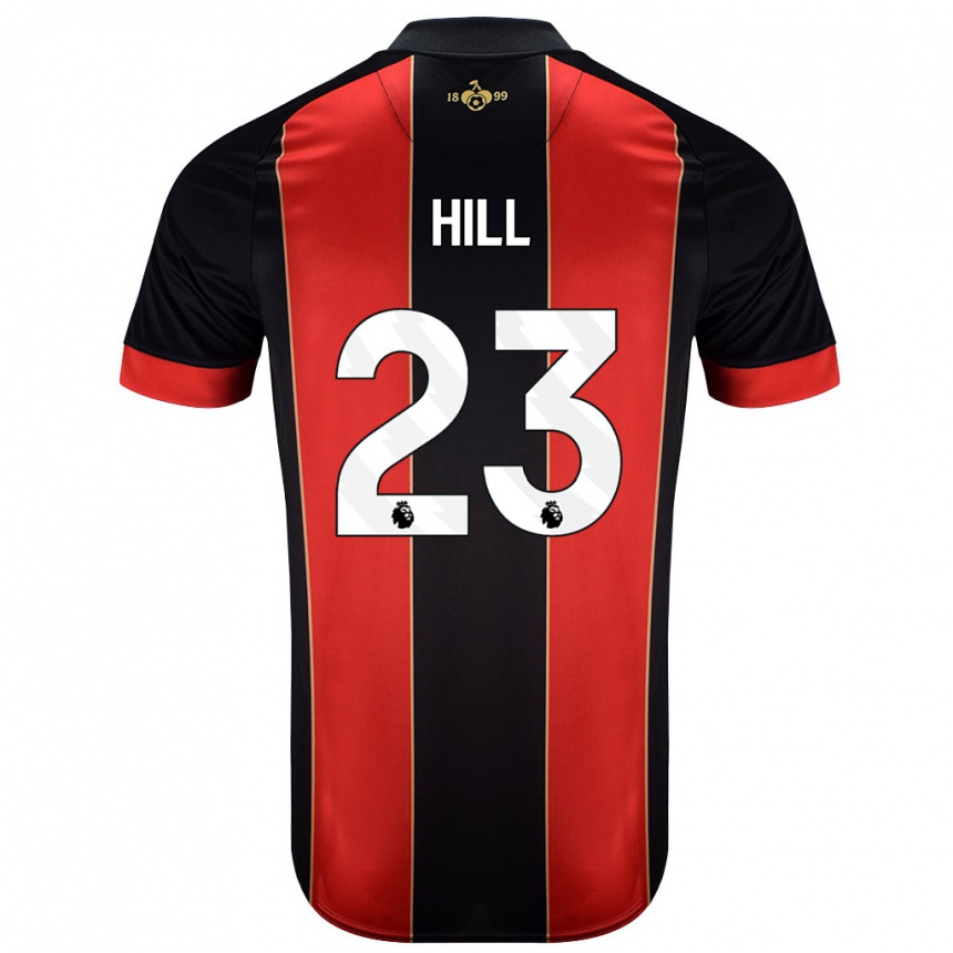 Niño Fútbol Camiseta James Hill #23 Rojo Negro 1ª Equipación 2024/25