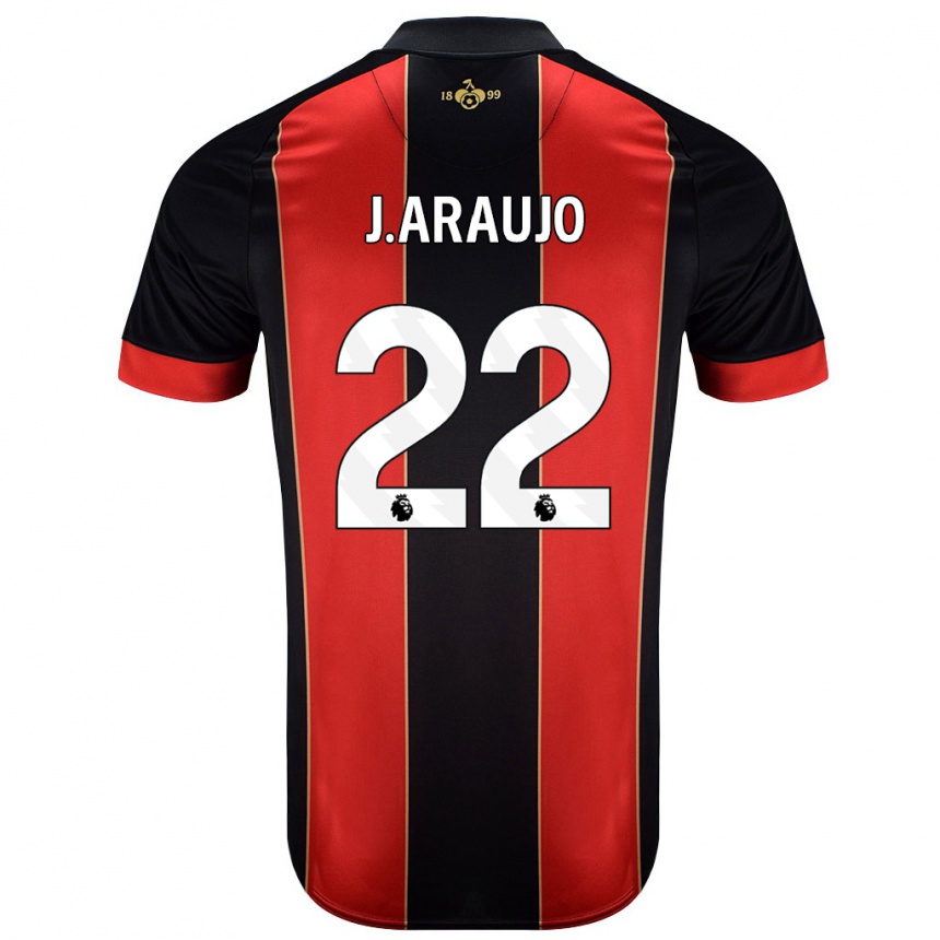 Niño Fútbol Camiseta Julián Araujo #28 Rojo Negro 1ª Equipación 2024/25