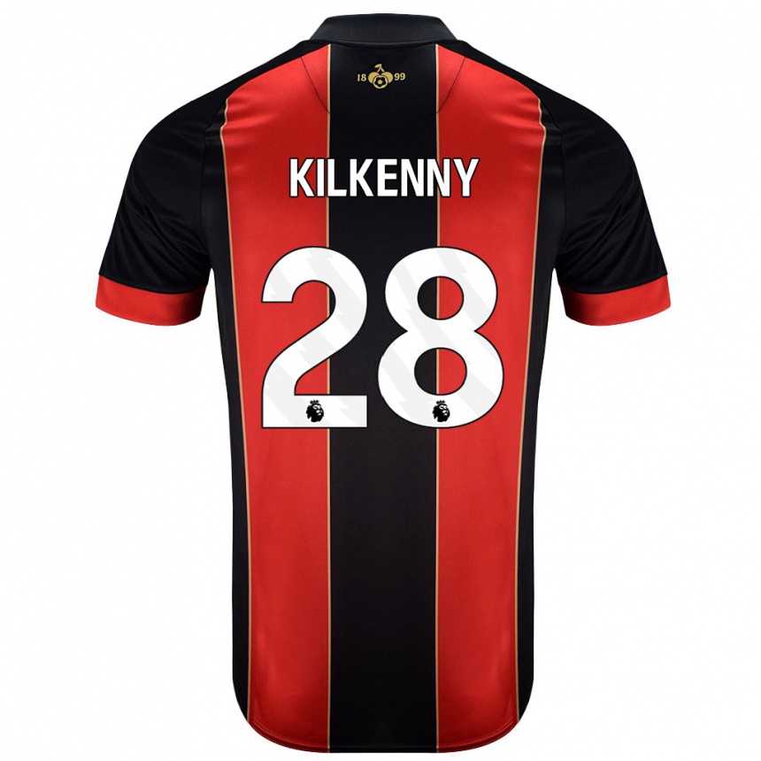 Niño Fútbol Camiseta Gavin Kilkenny #28 Rojo Negro 1ª Equipación 2024/25