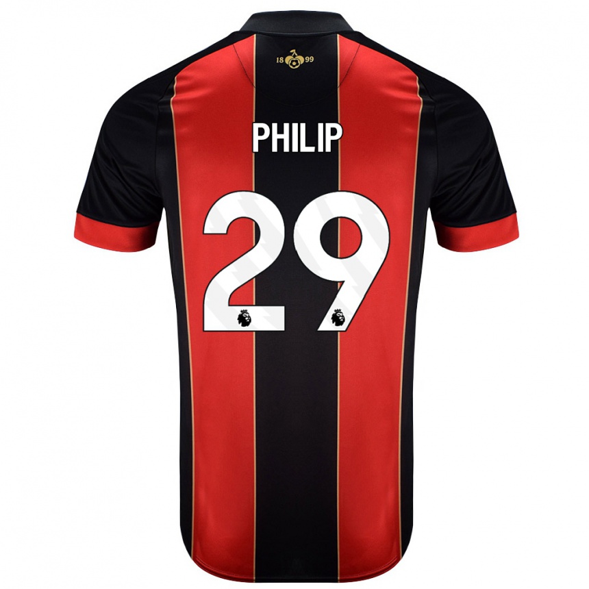 Niño Fútbol Camiseta Philip Billing #29 Rojo Negro 1ª Equipación 2024/25