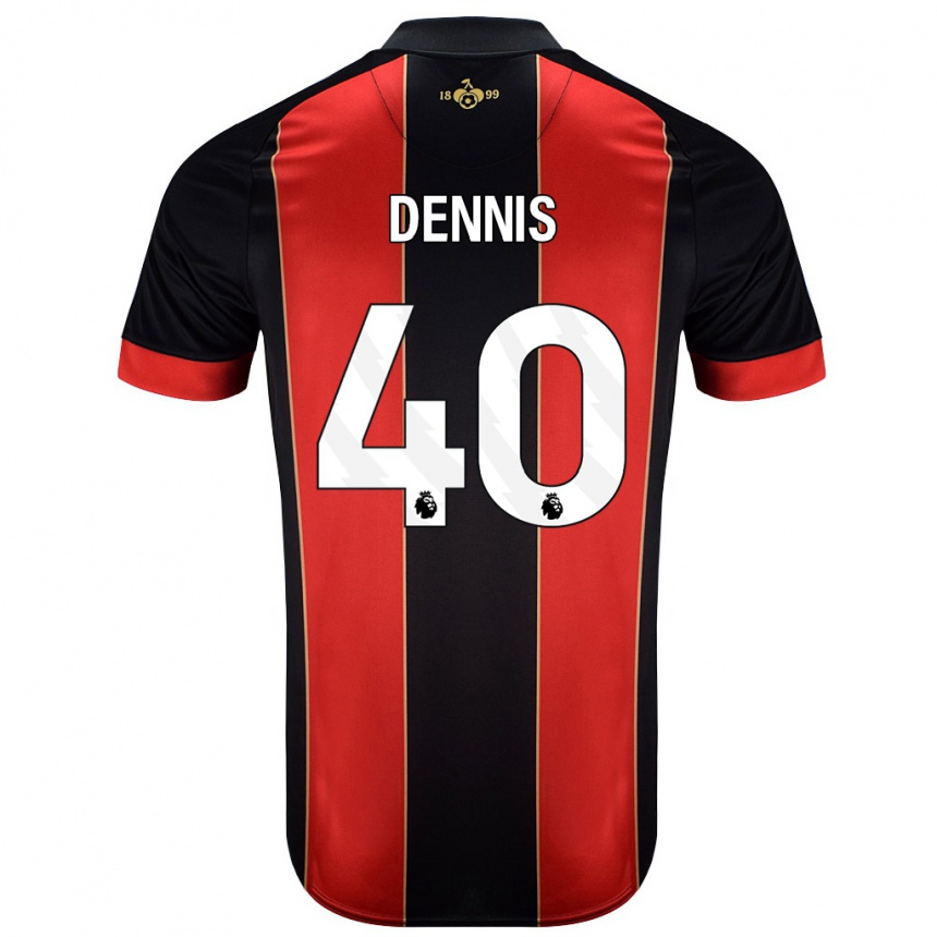 Niño Fútbol Camiseta Will Dennis #40 Rojo Negro 1ª Equipación 2024/25