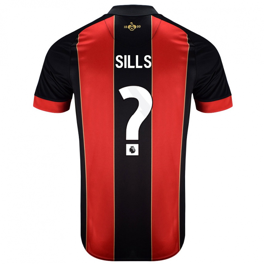 Niño Fútbol Camiseta Ethan Sills #0 Rojo Negro 1ª Equipación 2024/25