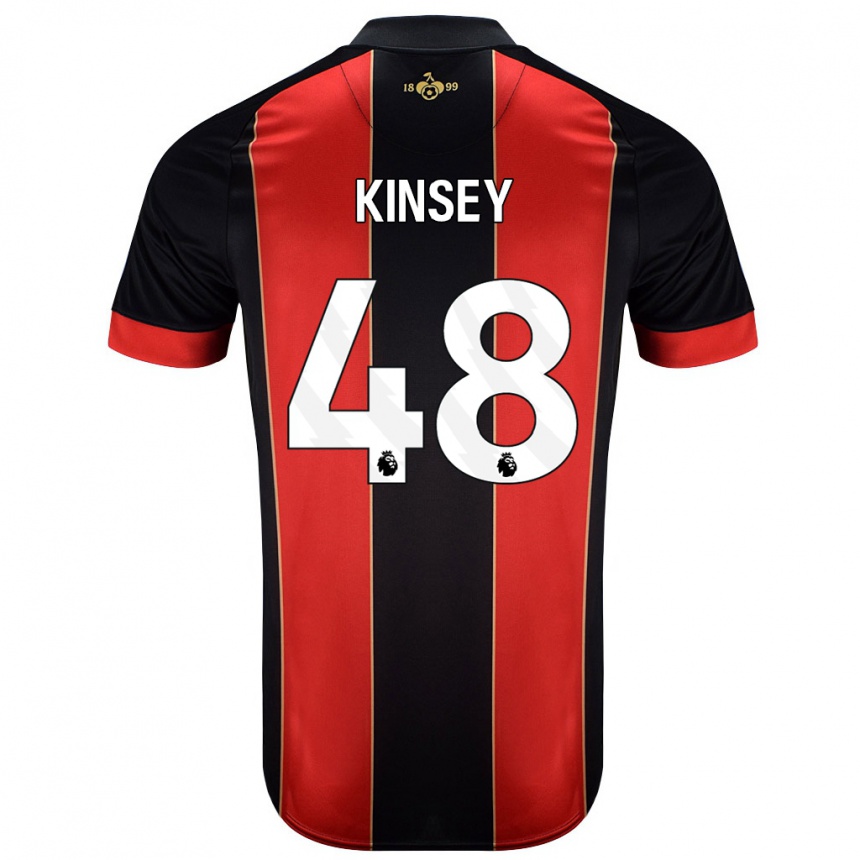 Niño Fútbol Camiseta Max Kinsey #48 Rojo Negro 1ª Equipación 2024/25