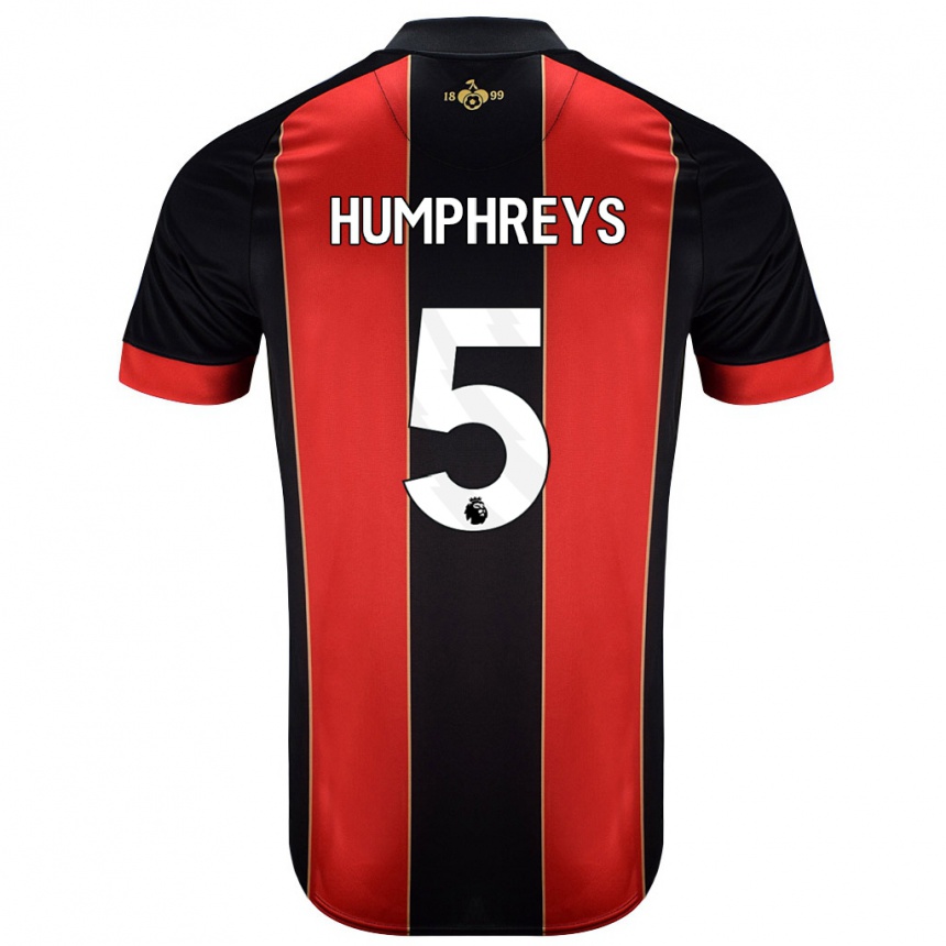 Niño Fútbol Camiseta Holly Humphreys #5 Rojo Negro 1ª Equipación 2024/25