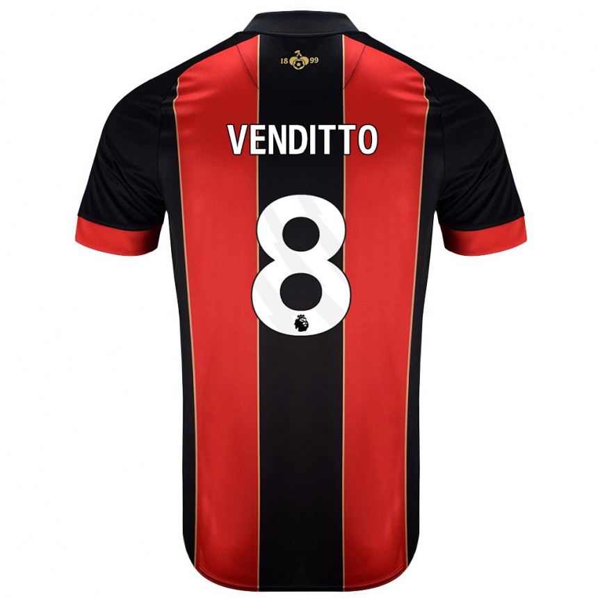 Niño Fútbol Camiseta Olivia Venditto #8 Rojo Negro 1ª Equipación 2024/25