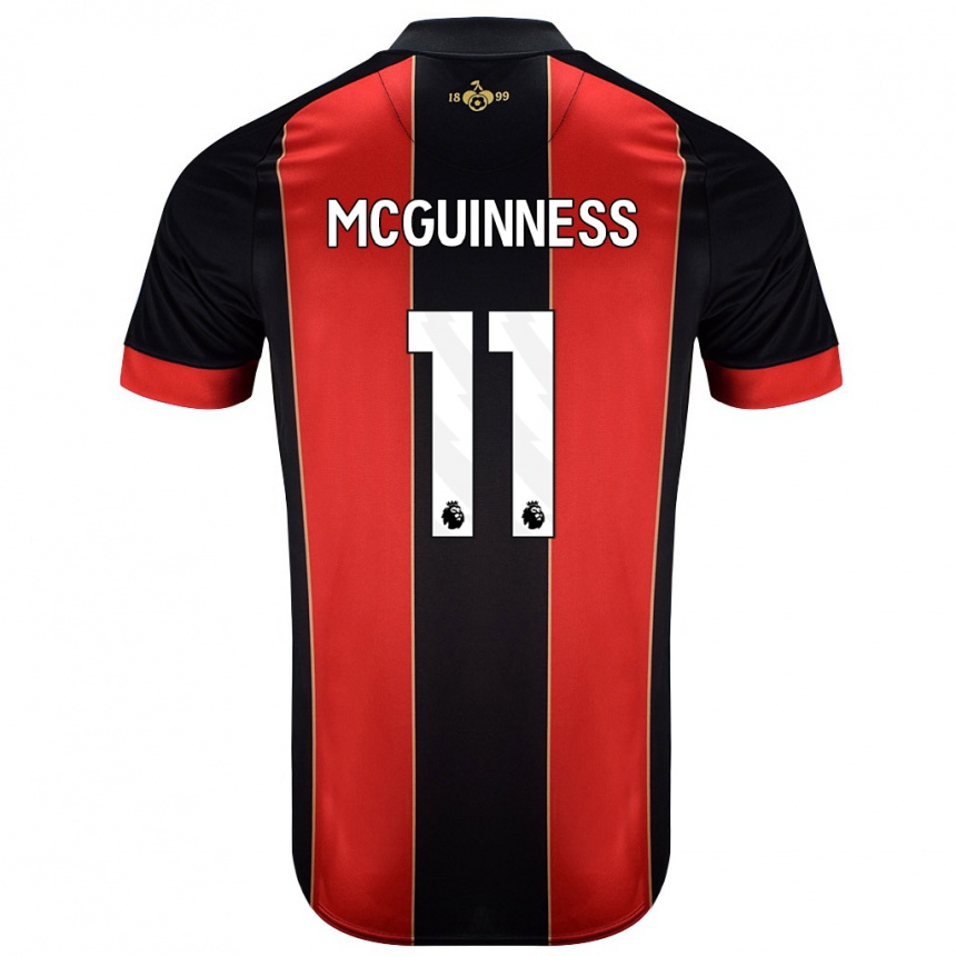 Niño Fútbol Camiseta Gemma Mcguinness #11 Rojo Negro 1ª Equipación 2024/25