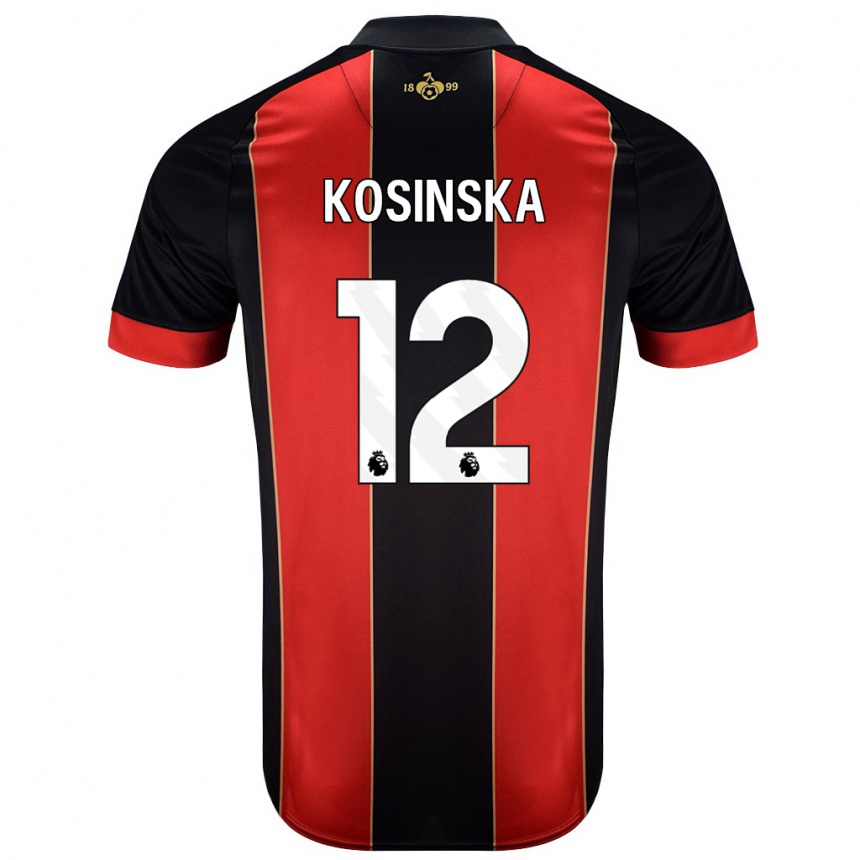 Niño Fútbol Camiseta Daniela Kosinska #12 Rojo Negro 1ª Equipación 2024/25