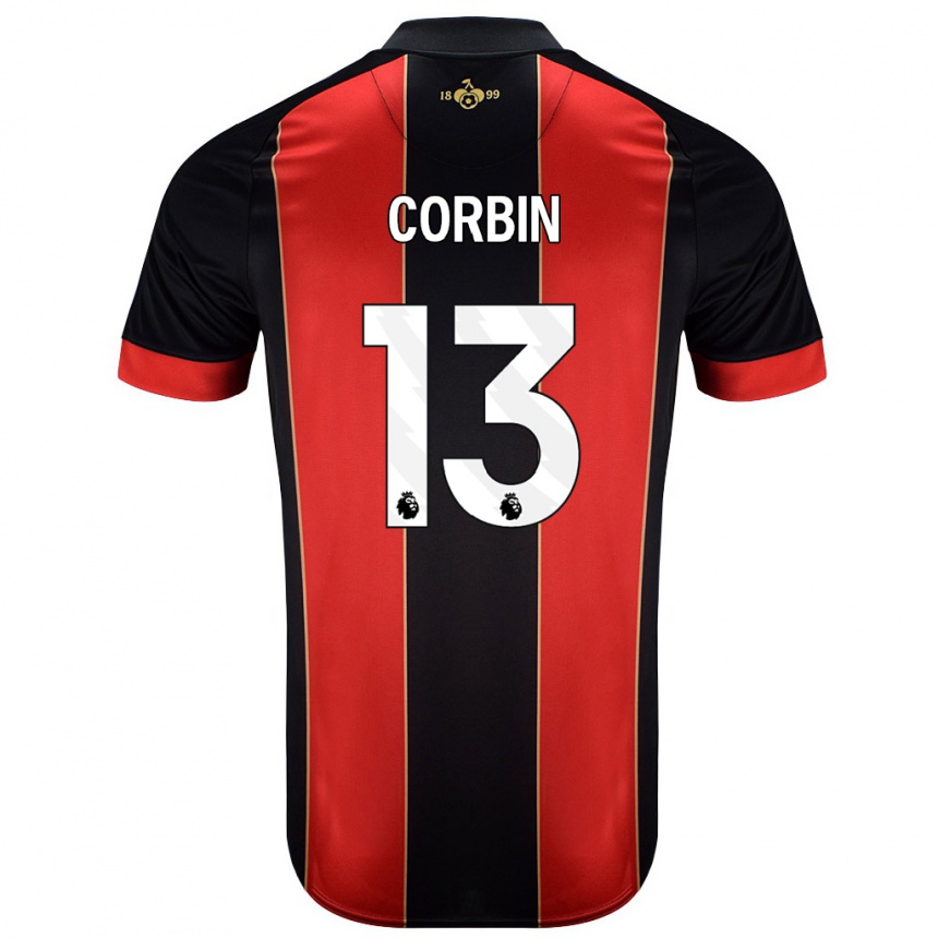 Niño Fútbol Camiseta Helen Corbin #13 Rojo Negro 1ª Equipación 2024/25