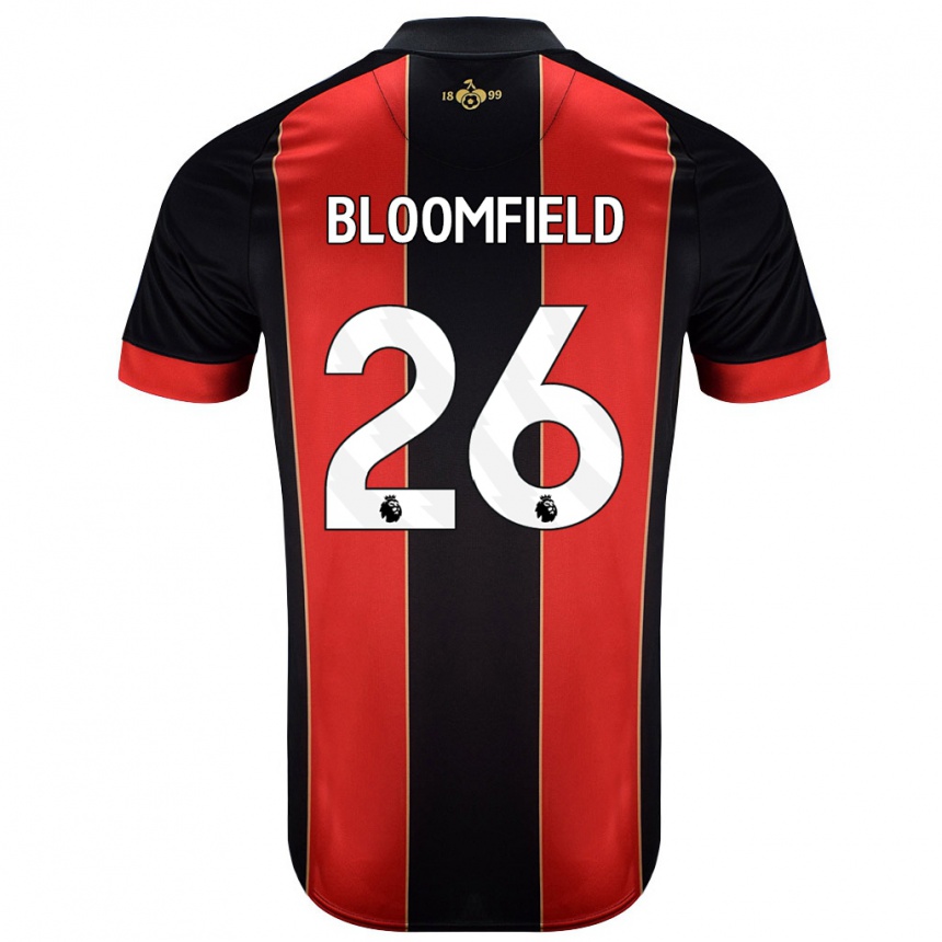 Niño Fútbol Camiseta Erin Bloomfield #26 Rojo Negro 1ª Equipación 2024/25