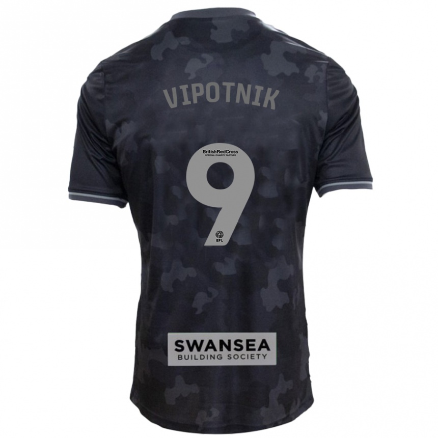 Niño Fútbol Camiseta Zan Vipotnik #9 Negro 2ª Equipación 2024/25