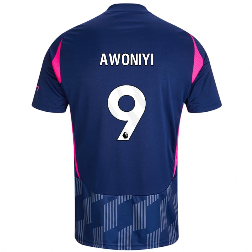 Niño Fútbol Camiseta Taiwo Awoniyi #9 Azul Real Rosa 2ª Equipación 2024/25