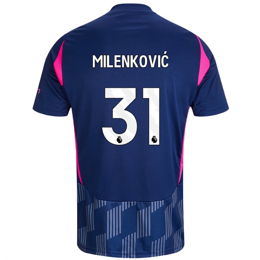 Niño Fútbol Camiseta Nikola Milenković #31 Azul Real Rosa 2ª Equipación 2024/25