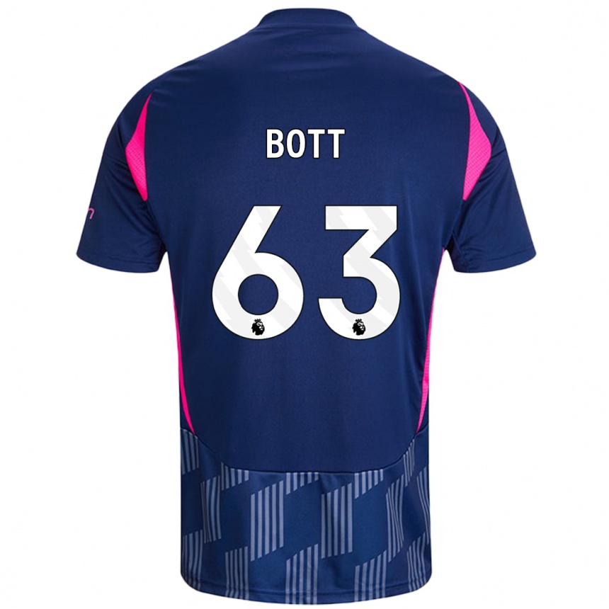 Niño Fútbol Camiseta Aaron Bott #63 Azul Real Rosa 2ª Equipación 2024/25