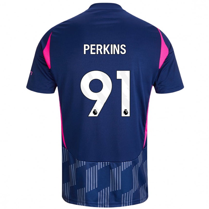 Niño Fútbol Camiseta Jack Perkins #91 Azul Real Rosa 2ª Equipación 2024/25