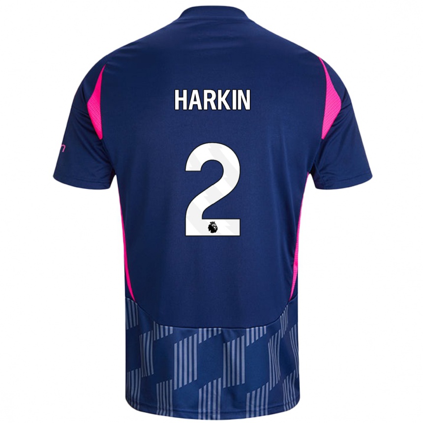 Niño Fútbol Camiseta Lyndsey Harkin #2 Azul Real Rosa 2ª Equipación 2024/25