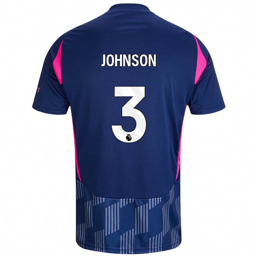 Niño Fútbol Camiseta Nat Johnson #3 Azul Real Rosa 2ª Equipación 2024/25