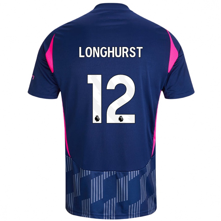 Niño Fútbol Camiseta Kate Longhurst #12 Azul Real Rosa 2ª Equipación 2024/25