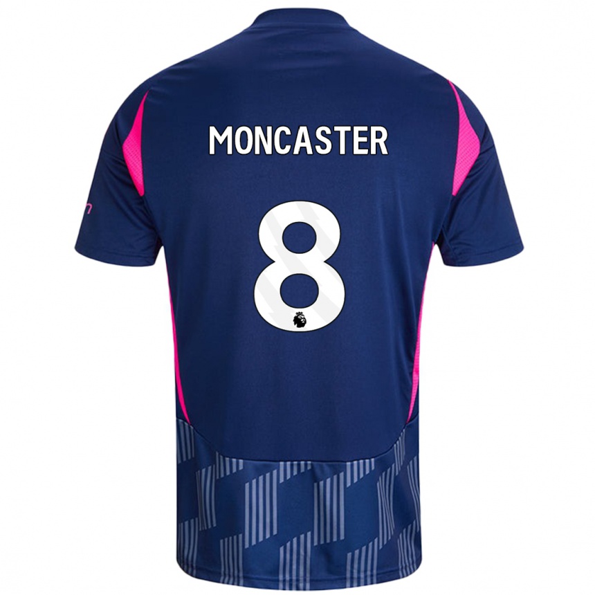 Niño Fútbol Camiseta Mai Moncaster #8 Azul Real Rosa 2ª Equipación 2024/25