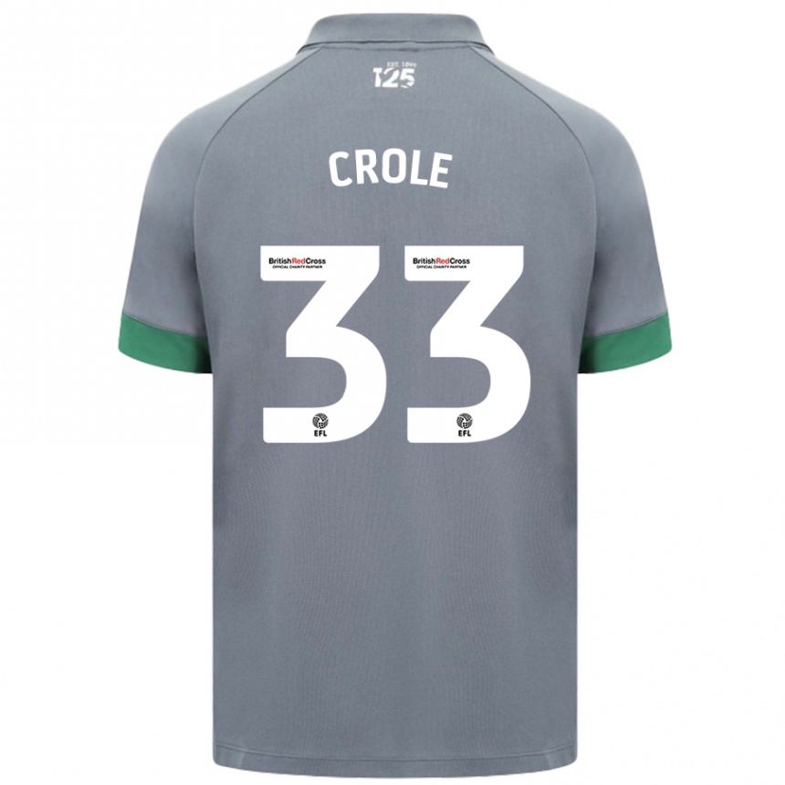 Niño Fútbol Camiseta James Crole #33 Gris Oscuro 2ª Equipación 2024/25