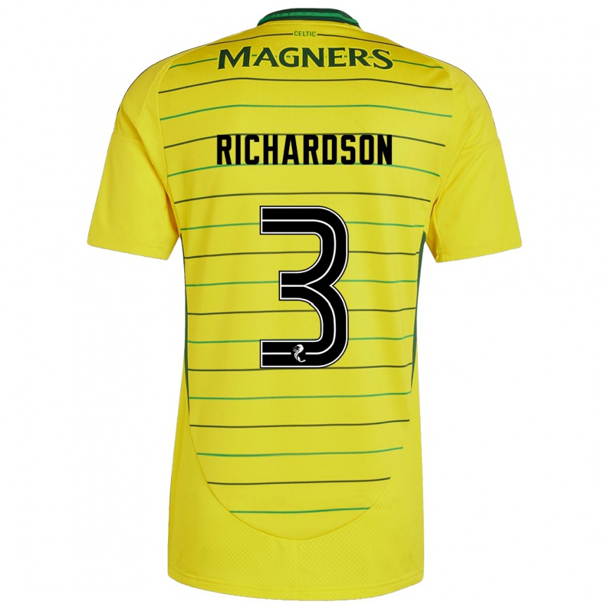 Niño Fútbol Camiseta Amy Richardson #3 Amarillo 2ª Equipación 2024/25