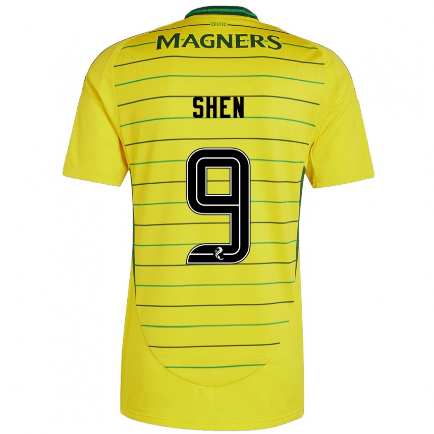 Niño Fútbol Camiseta Shen Mengyu #9 Amarillo 2ª Equipación 2024/25