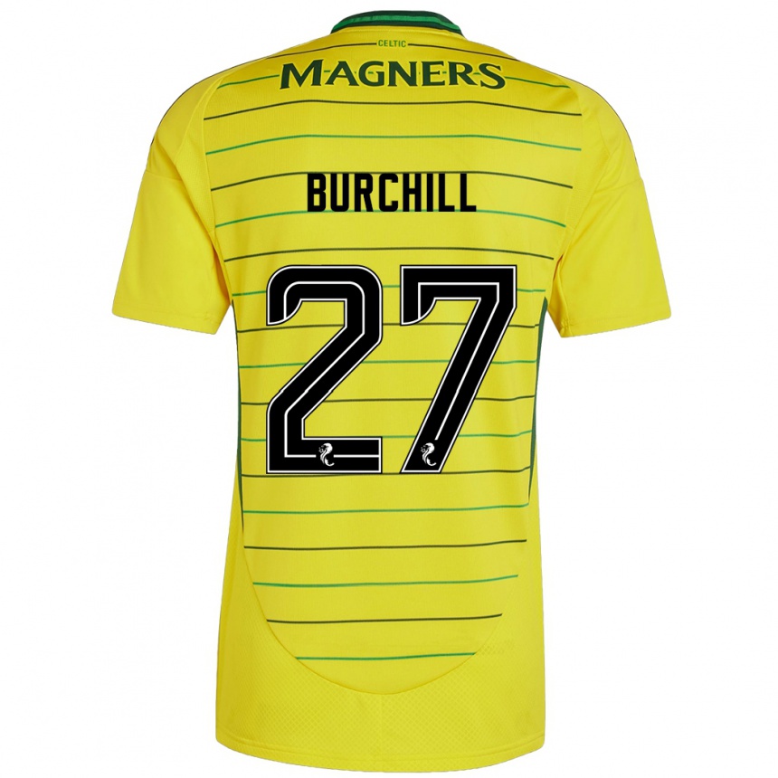 Niño Fútbol Camiseta Tiree Burchill #27 Amarillo 2ª Equipación 2024/25