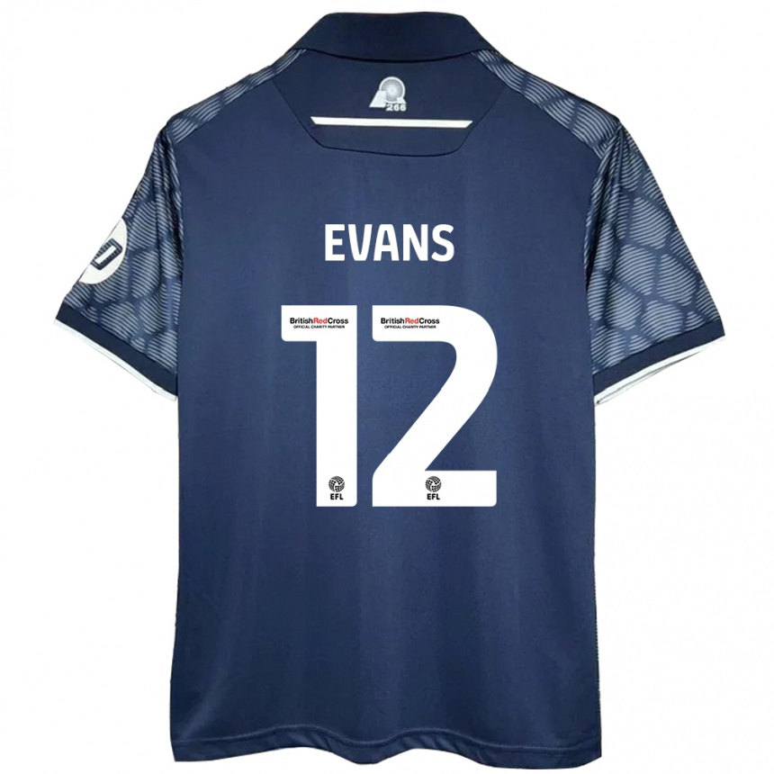 Niño Fútbol Camiseta George Evans #12 Negro 2ª Equipación 2024/25