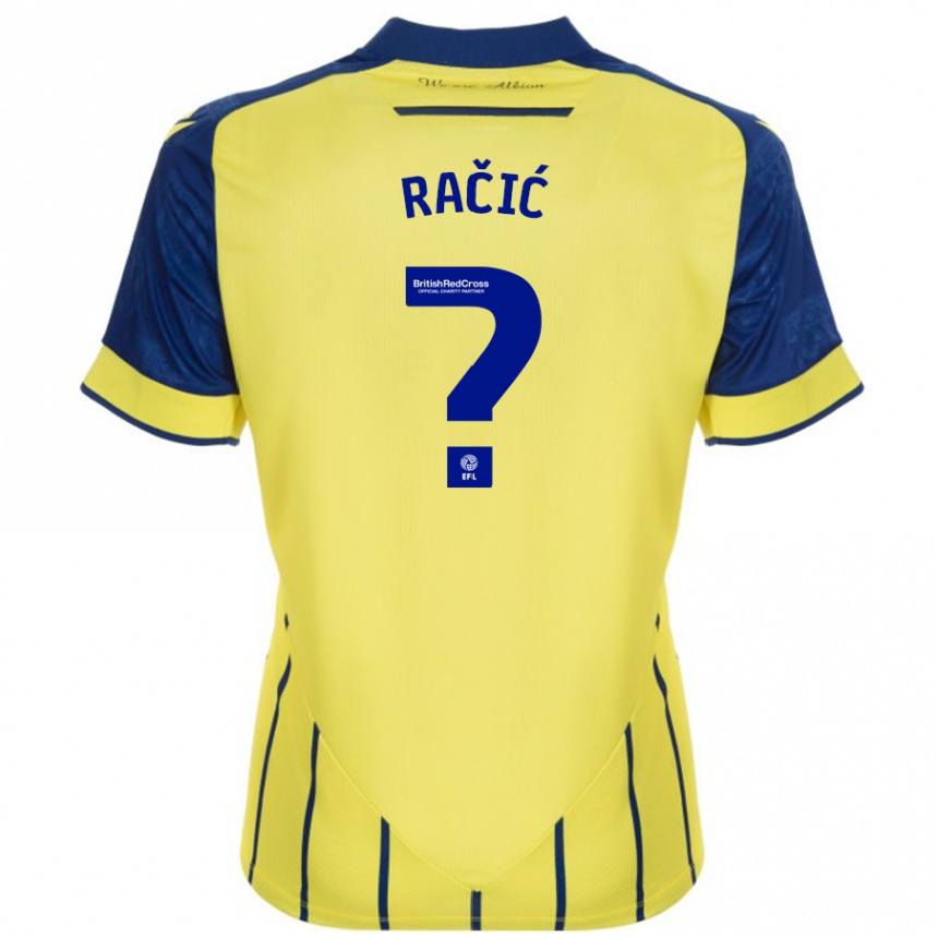 Niño Fútbol Camiseta Uroš Račić #0 Amarillo Azul 2ª Equipación 2024/25